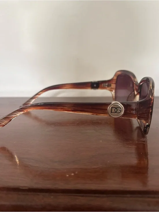 Dolce & Gabbana DG Oversized Square Sunglasses Brown Tortoise Logo Women’s Italy - Picture 7 of 11